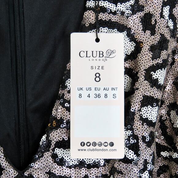 Revolve Club London Sequin Leopard Print Long Sleeve Mini Cocktail Party Dress - Picture 7 of 13